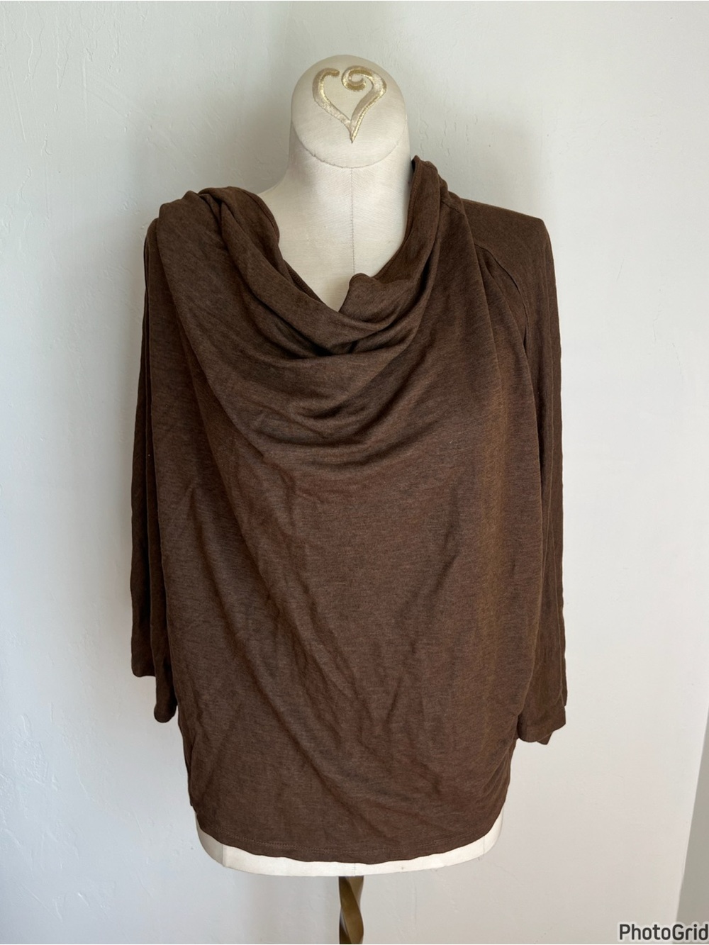 Max Mara Brown Draped Top XL Made In Italy Quiet Luxury